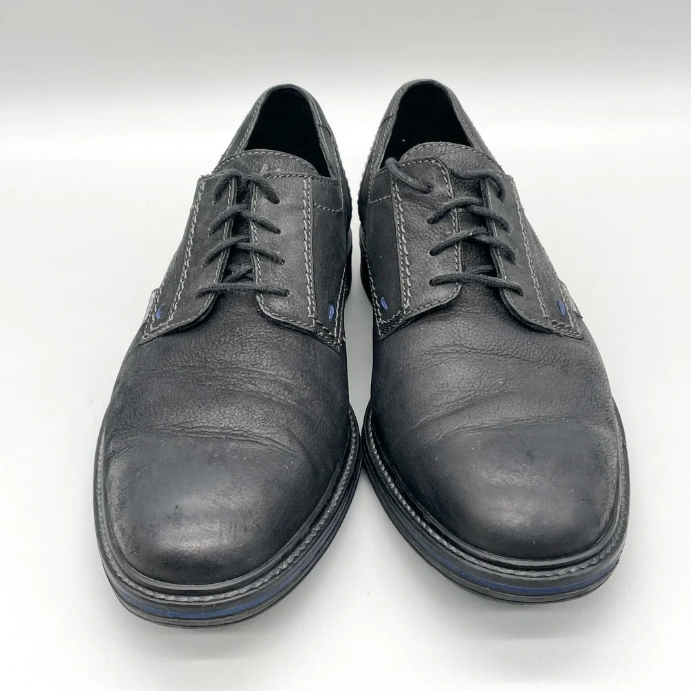 Mephisto Mens 8.5 Waino Oxford Black Leather Derby Shoes Casual Office Comfort